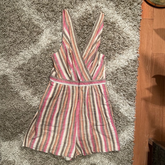 Striped Pink Romper - Picture 1 of 4